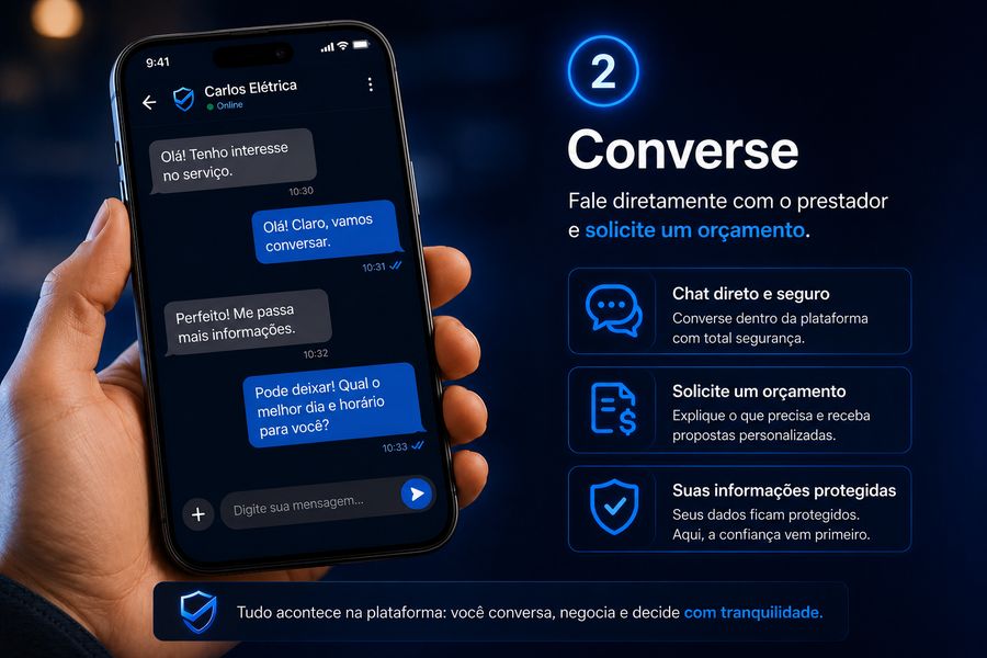 Passo 2: converse com o prestador para alinhar os detalhes do serviço